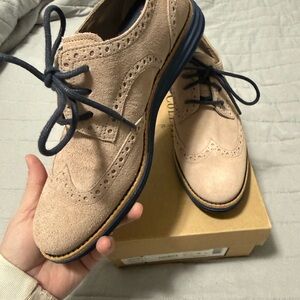 Cole Haan Beige Suede Oxfords with Navy soles & laces